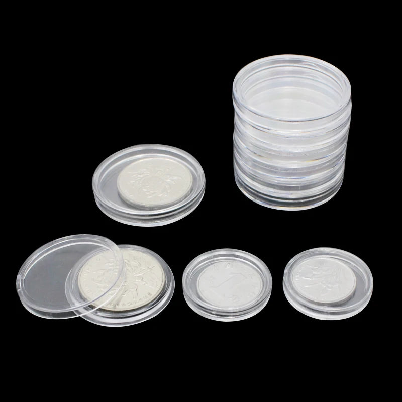 10-Piece Transparent Plastic Coin Holder Storage Capsules for 18-40mm Coins