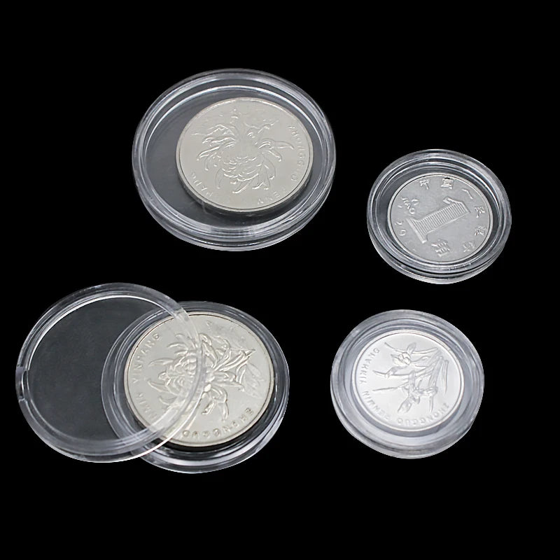 10-Piece Transparent Plastic Coin Holder Storage Capsules for 18-40mm Coins