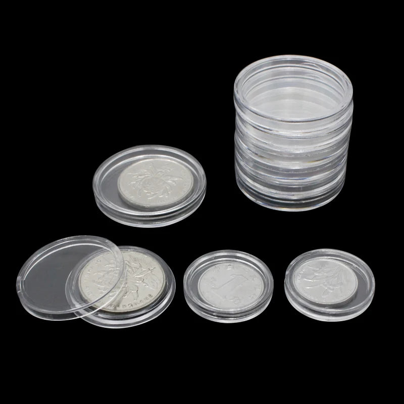 10-Piece Transparent Plastic Coin Holder Storage Capsules for 18-40mm Coins